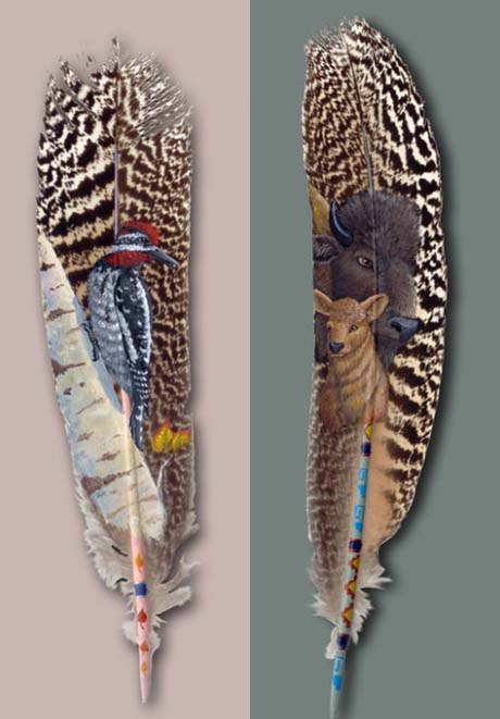 Những tác phẩm của cô khiến người xem trầm trồ, thán phục về độ tinh tế, khéo léo. Bởi vẽ tay trên chiếc lông chim mềm nhỏ không phải là điều dễ dàng.