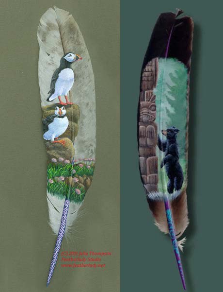 Tác giả đã tự học hội họa từ những năm 90 và vẽ trên lông vũ suốt 17 năm qua. Tranh của cô đã được triển lãm tại các phòng trưng bày trên khắp Bắc Mỹ.